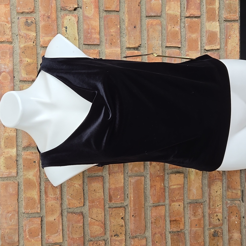 Vtg Lord & Taylor Patra Stretch Black Velvet Draped Tank Top M